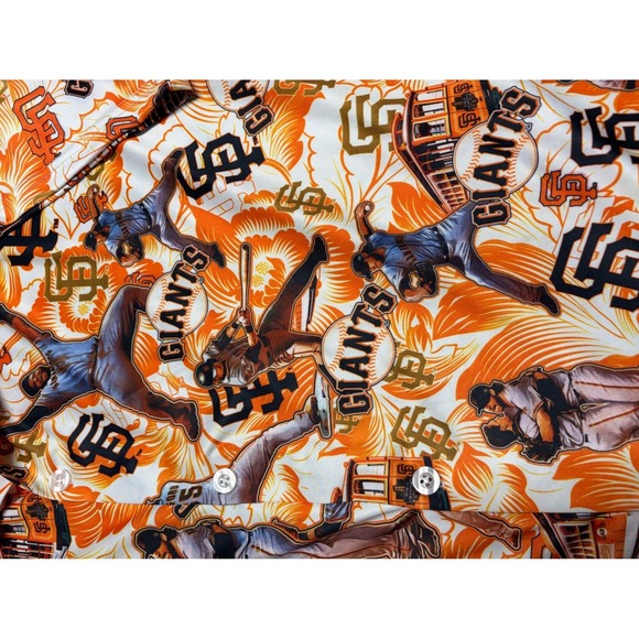San Francisco Giants MLB All Over Print Button Up Shirt Orange Mens XL SF Cable - Picture 3 of 6